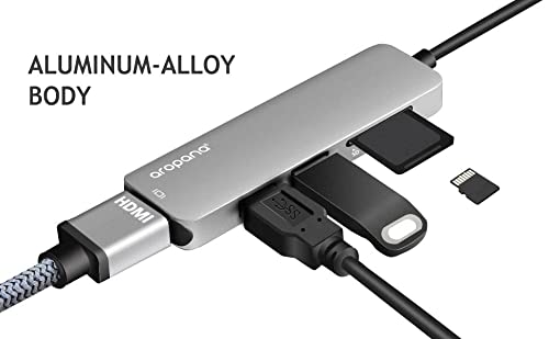 USB C Hub HDMI Adapter for MacBook Pro 2019/2018/2017, Aropana 5 in 1 Dongle USB-C to HDMI, Sd/TF Card Reader and 2 Ports USB 3.0 (Space Gray)