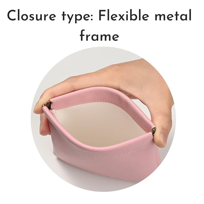 Aropana Self closing Leather Purse Portable Earphone AirPods Pouch Mini storage Jewellery Bag Coin Card Holder for Men & Women (11.5CM × 11CM) Amaranth Pink