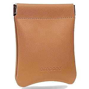Aropana Self Closing Leather Travel Organiser Earphone AirPods Case Cosmetic Makeup Pouch Jewellery Bag Contact Lens Pouch Card Holder Mini Wallet for Men & Women (8.5CM × 11CM) Fashion Brown