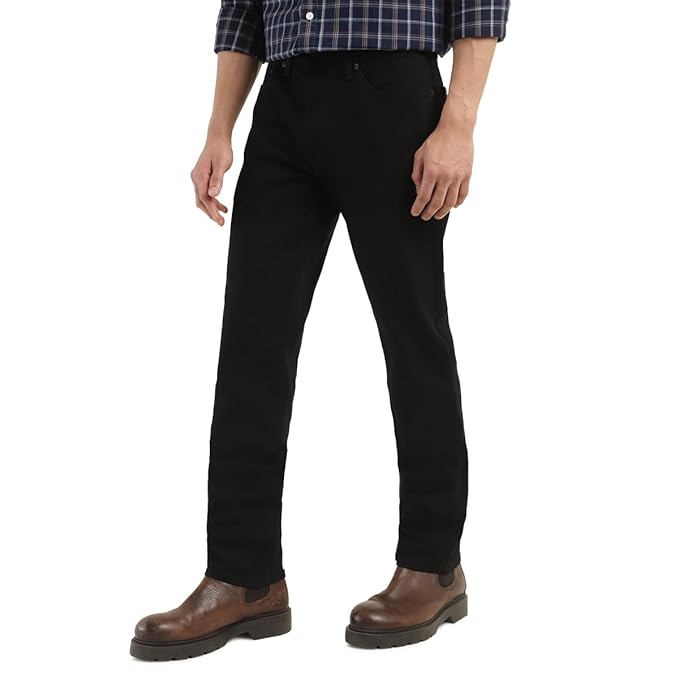 Denim Men Black Cotton Regular Fit Casual Jeans