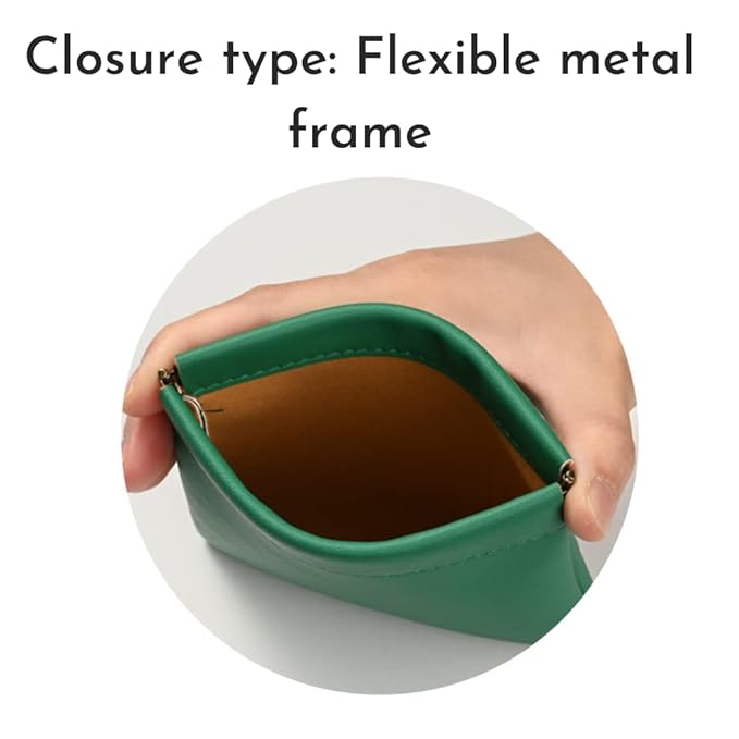 Aropana Self closing Leather Purse Portable Earphone AirPods Pouch Mini storage Jewellery Bag Coin Card Holder for Men & Women (11.5CM × 11CM) Emarald Green