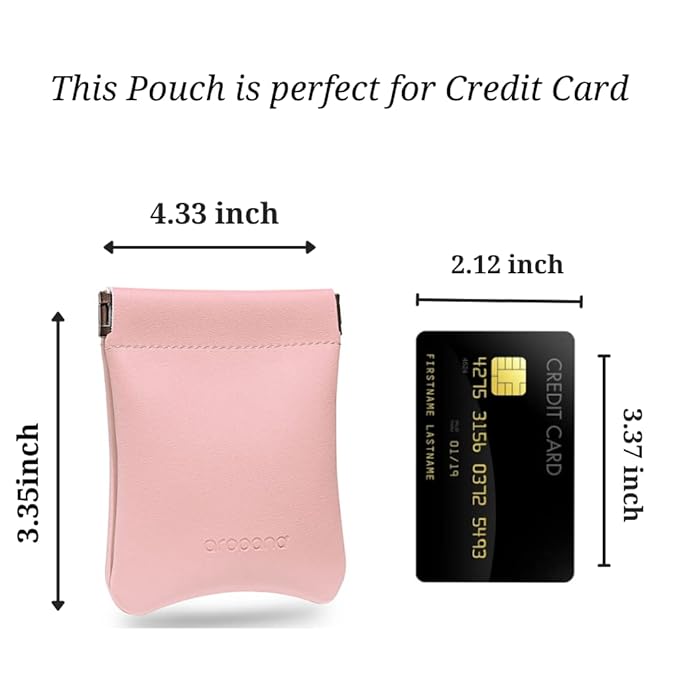 Aropana Self Closing Leather Travel Organiser Earphone AirPods Case Cosmetic Makeup Pouch Jewellery Bag Contact Lens Pouch Card Holder Mini Wallet for Girls & Women (8.5CM × 11CM) Amaranth Pink