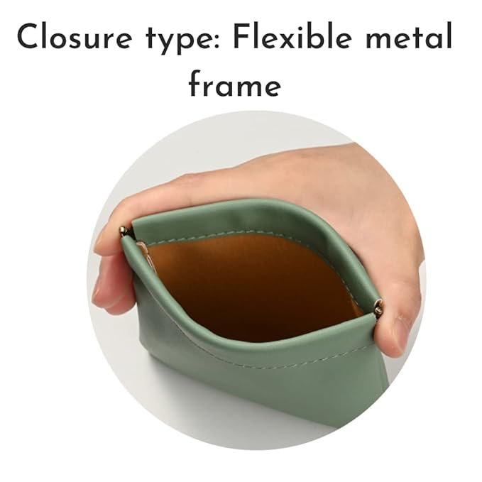 Aropana Self closing Leather Purse Portable Earphone AirPods Pouch Mini storage Jewellery Bag Coin Card Holder for Men & Women (11.5CM × 11CM) Pastel Green