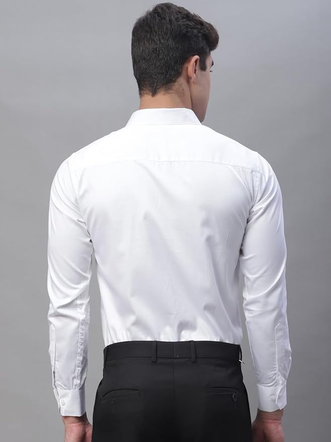 Sophire White Solid Cotton Formal Shirt | Plain | Full Sleeve-Regular Fit