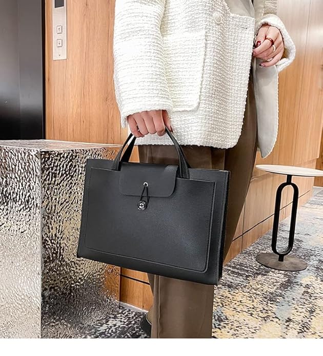 PU Leather Laptop Briefcase for work, Fine Vegan Leather Bag for MacBook Air/Pro 13, 14inch and Other Notebook, Compatible for MacBook Pro 14