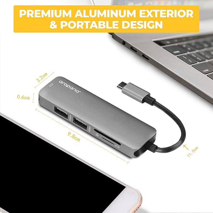 USB C Hub HDMI Adapter for MacBook Pro 2019/2018/2017, Aropana 5 in 1 Dongle USB-C to HDMI, Sd/TF Card Reader and 2 Ports USB 3.0 (Space Gray)