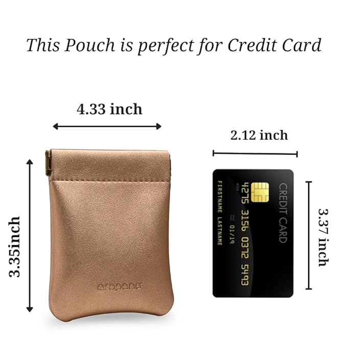 Aropana Self Closing Leather Travel Organiser Earphone AirPods Case Cosmetic Makeup Pouch Jewellery Bag Contact Lens Pouch Card Holder Mini Wallet for Men & Women (8.5CM × 11CM) Glitter Copper