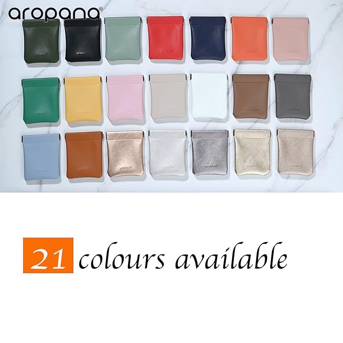 Aropana Self Closing Leather Travel Organiser Earphone AirPods Case Cosmetic Makeup Pouch Jewellery Bag Contact Lens Pouch Card Holder Mini Wallet for Men & Women (8.5CM × 11CM) Glitter Bronze