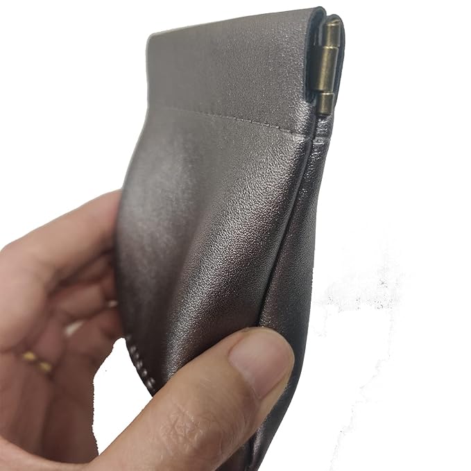 Aropana Self Closing Leather Travel Organiser Earphone AirPods Case Cosmetic Makeup Pouch Jewellery Bag Contact Lens Pouch Card Holder Mini Wallet for Men & Women (8.5CM × 11CM) Glitter Grey
