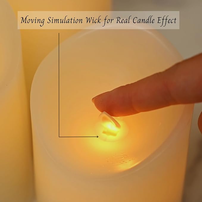 LTETTES Paraffin Wax Rechargeable Flameless Ivory Real Wax Led Pillar Candles Electric with Remote Controller for Home Decor,Birthday Gifting,Wedding&Any Other Decoration - Set of 3 (3"X4",5",6")