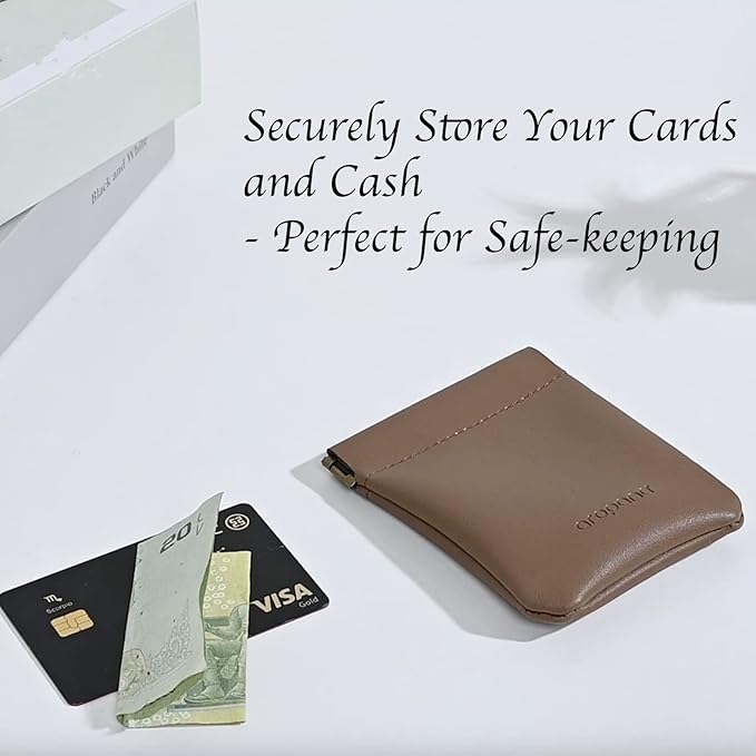 Aropana Self Closing Leather Travel Organiser Earphone AirPods Case Cosmetic Makeup Pouch Jewellery Bag Contact Lens Pouch Card Holder Mini Wallet for Men & Women (8.5CM × 11CM) Coffee Brown