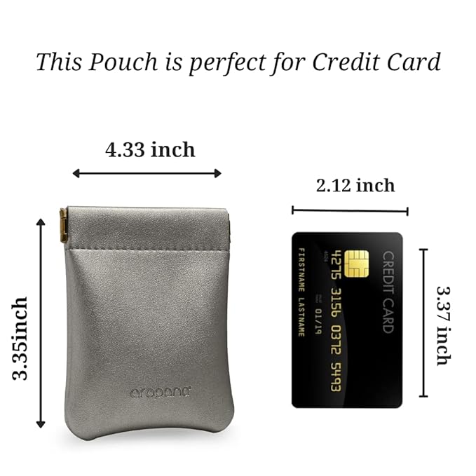 Aropana Self Closing Leather Travel Organiser Earphone AirPods Case Cosmetic Makeup Pouch Jewellery Bag Contact Lens Pouch Card Holder Mini Wallet for Men & Women (8.5CM × 11CM) Glitter Grey
