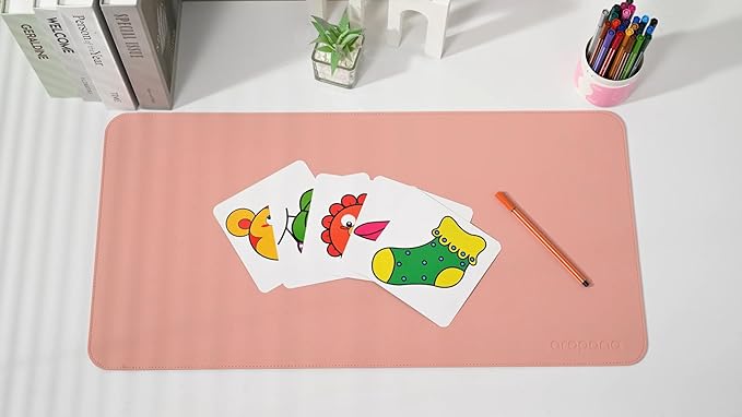 aropana Anti-Slip Extended Mouse Pad, PU Vegan Leather Desk Mat, Computer Desk Table Protector Pad with Non-Slip Suede Base 60cm x 35cm Pink Colour