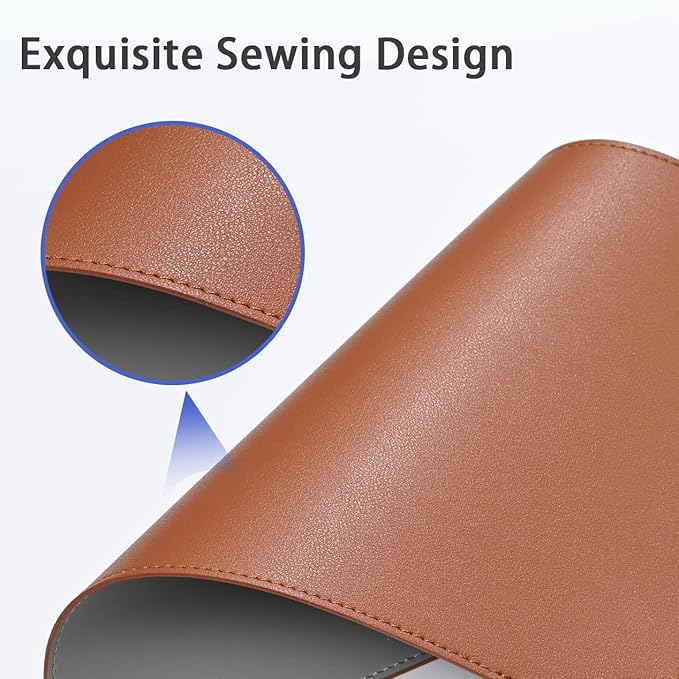 Aropana Vegan Leather Desk Mat, Mouse Pad Large, Computer Table Mat, Reversible Extended Laptop Pad for Desk, Dual Side Waterproof Edge-Stitched (27.6x13.8 inch, Brown/Grey)