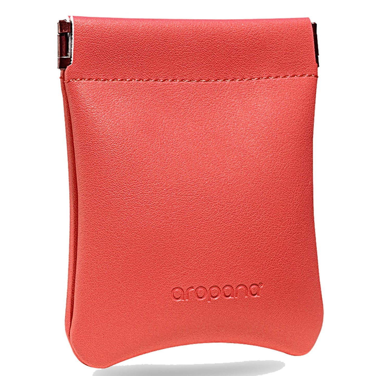 Aropana Self closing Leather Pouch Portable Earphone AirPods Pouch Mini storage Jewellery Bag Coin Card Holder for Men & Women (8.5CM × 11CM) Classic Red