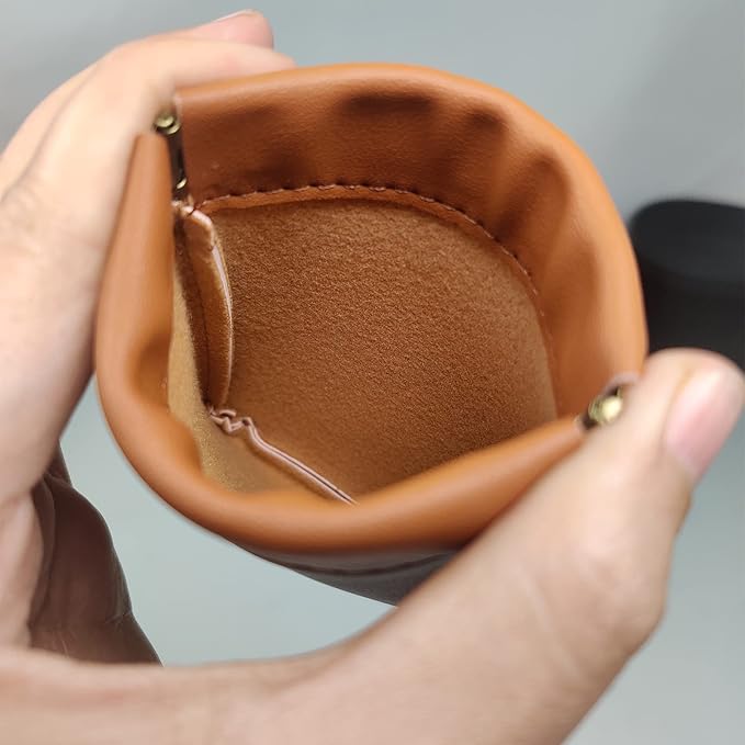 Aropana Self Closing Leather Travel Organiser Earphone AirPods Case Cosmetic Makeup Pouch Jewellery Bag Contact Lens Pouch Card Holder Mini Wallet for Men & Women (8.5CM × 11CM) Fashion Brown