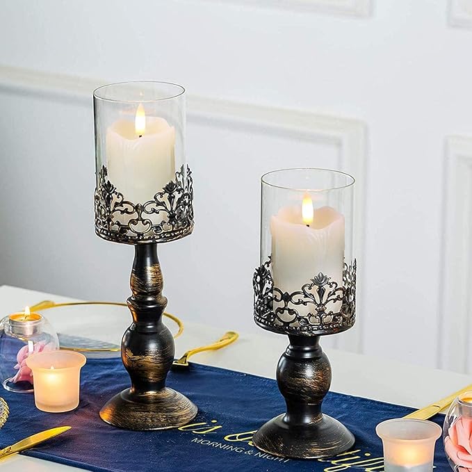 LTETTES 2"x3" Real Wax Flameless Votive Candles | Realistic Black Wick Battery Operated Pillar Candles with Remote | Wedding, Party and Holiday Decoration (Battery Included) - Pack of 6