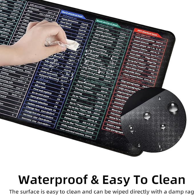 aropana Quick Key Large Anti-Slip Keyboard Pad - with PS/AI/CDR/PR/EXCEL/Word/PPT Shortcuts Pattern, Office Software Shortcuts Natural Rubber Base Odor Free Mousepad(80cm×30cm×0.3cm)