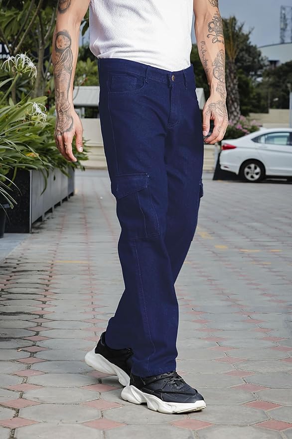 Men's Cargo || Men Cargo Pants || Navy Blue || Men Cargo Pants Denim || Loose Pant for Men || Cargos for Men