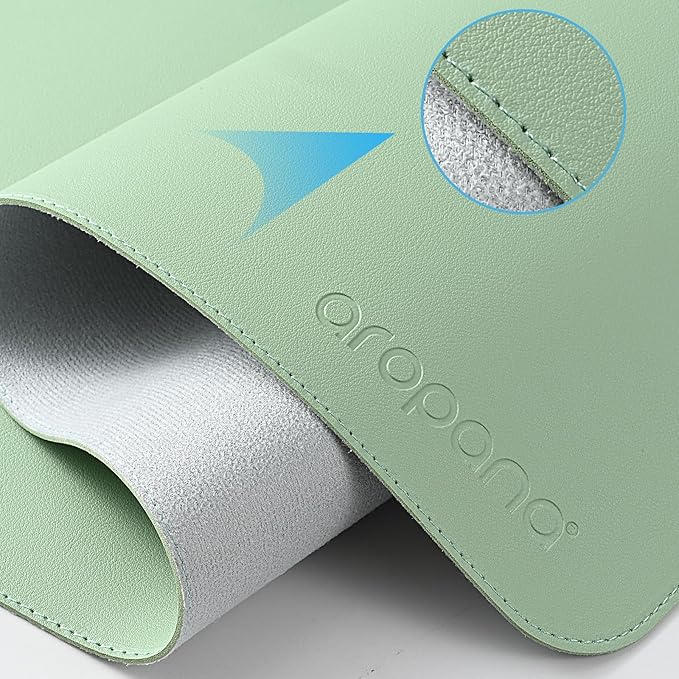 AROPANA Anti-Slip Extended Mouse Pad, PU Vegan Leather Desk Mat, Computer Desk Table Protector Pad with Non-Slip Suede Base for Keyboard, Desktop, Laptop, Office, 23.6"x13.8"inch, Turquoise