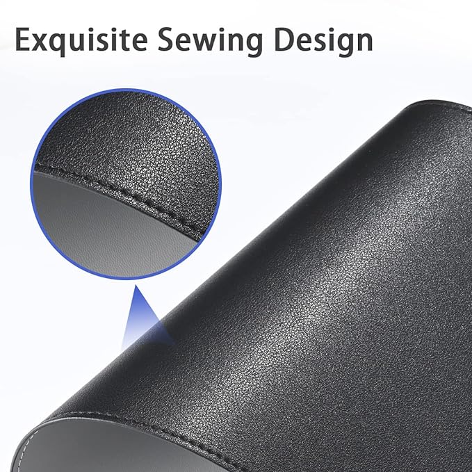 Aropana Vegan Leather Desk Mat, Mouse Pad Large, Computer Table Mat, Reversible Extended Laptop Pad for Desk, Dual Side Waterproof Edge-Stitched (36"x17"inch, Black/Grey)