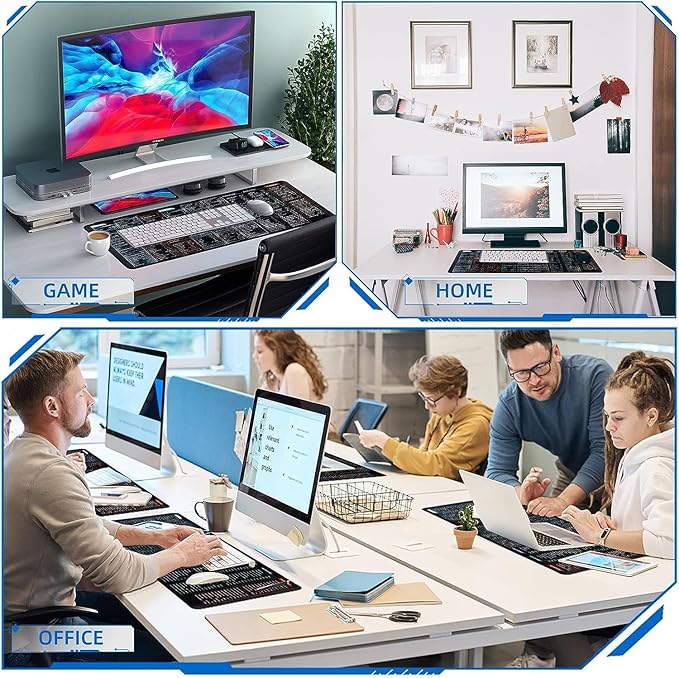 aropana Quick Key Large Anti-Slip Keyboard Pad - with PS/AI/CDR/PR/EXCEL/Word/PPT Shortcuts Pattern, Office Software Shortcuts Natural Rubber Base Odor Free Mousepad(80cm×30cm×0.3cm)