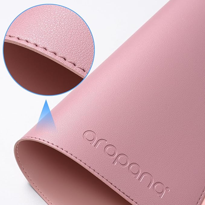 Aropana Vegan Leather Desk Mat, Mouse Pad Large, Computer Table Mat, Reversible Extended Laptop Pad for Desk, Dual Side Waterproof Edge-Stitched (31.5"x15.7" inch, Purple/Pink)