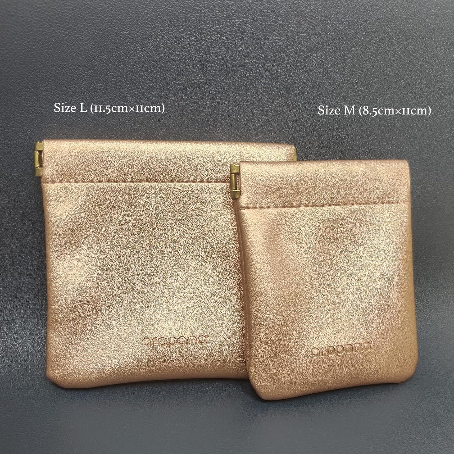 Aropana Self Closing Leather Travel Organiser Earphone AirPods Case Cosmetic Makeup Pouch Jewellery Bag Contact Lens Pouch Card Holder Mini Wallet for Men & Women (8.5CM × 11CM) Glitter Copper