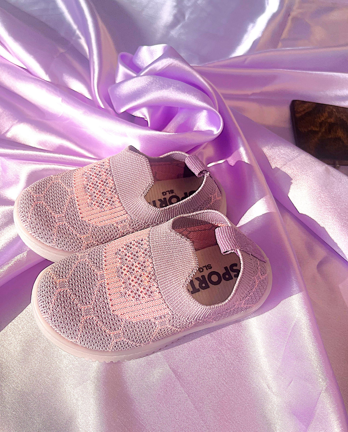 Nino Kids Casual Knitted Shoes Purple with Multicolored LED Lights -7 for 1-4 Years Boys and Girls
