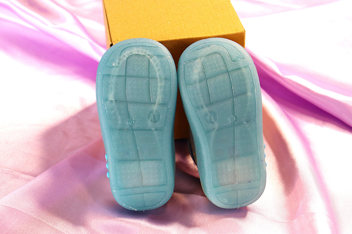 Nino Kids Casual Knitted Shoes Sky Blue with Multicolored LED Lights for 1-4 Years Boys and Girls