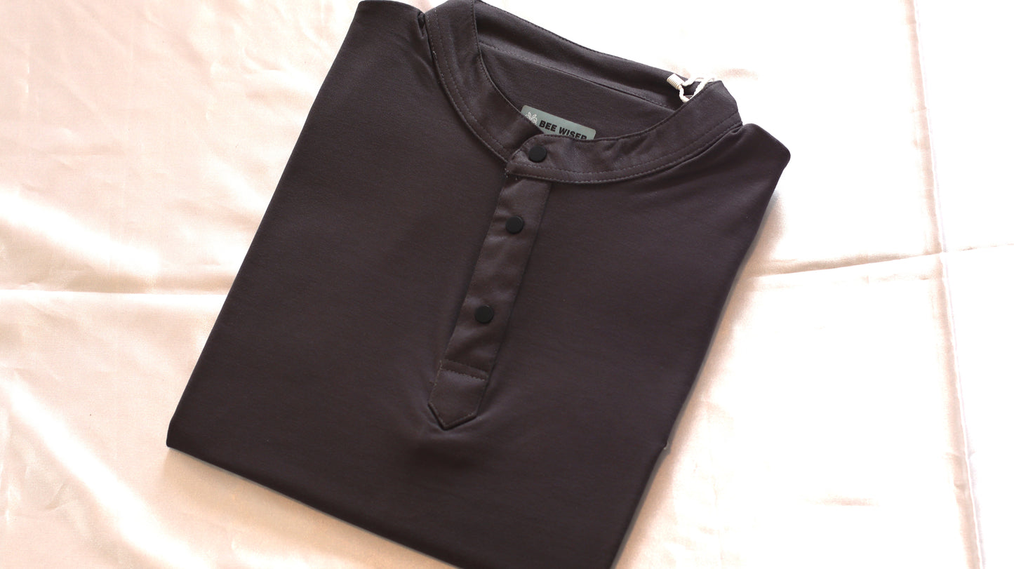 Men's Solid Cotton Rich Polo T Shirt | Mandarin Collar Tshirts | Half Sleeves | Plain-Regular Fit (Gray)