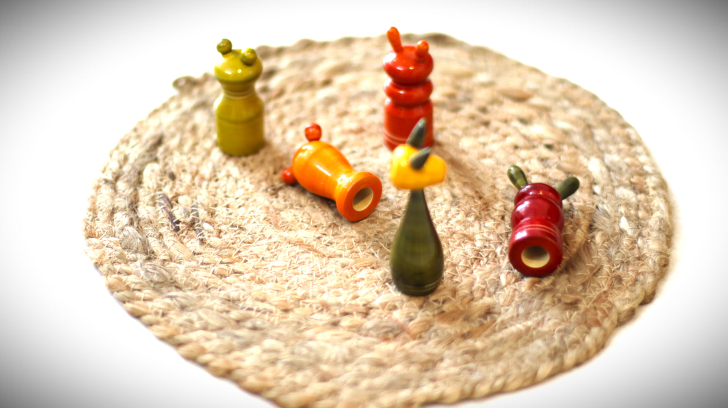 Kids Wooden Finger Puppet Toy & Stacking Color Matching Toy - Develop Curiosity - Eco-Friendly Traditional Indian Toys