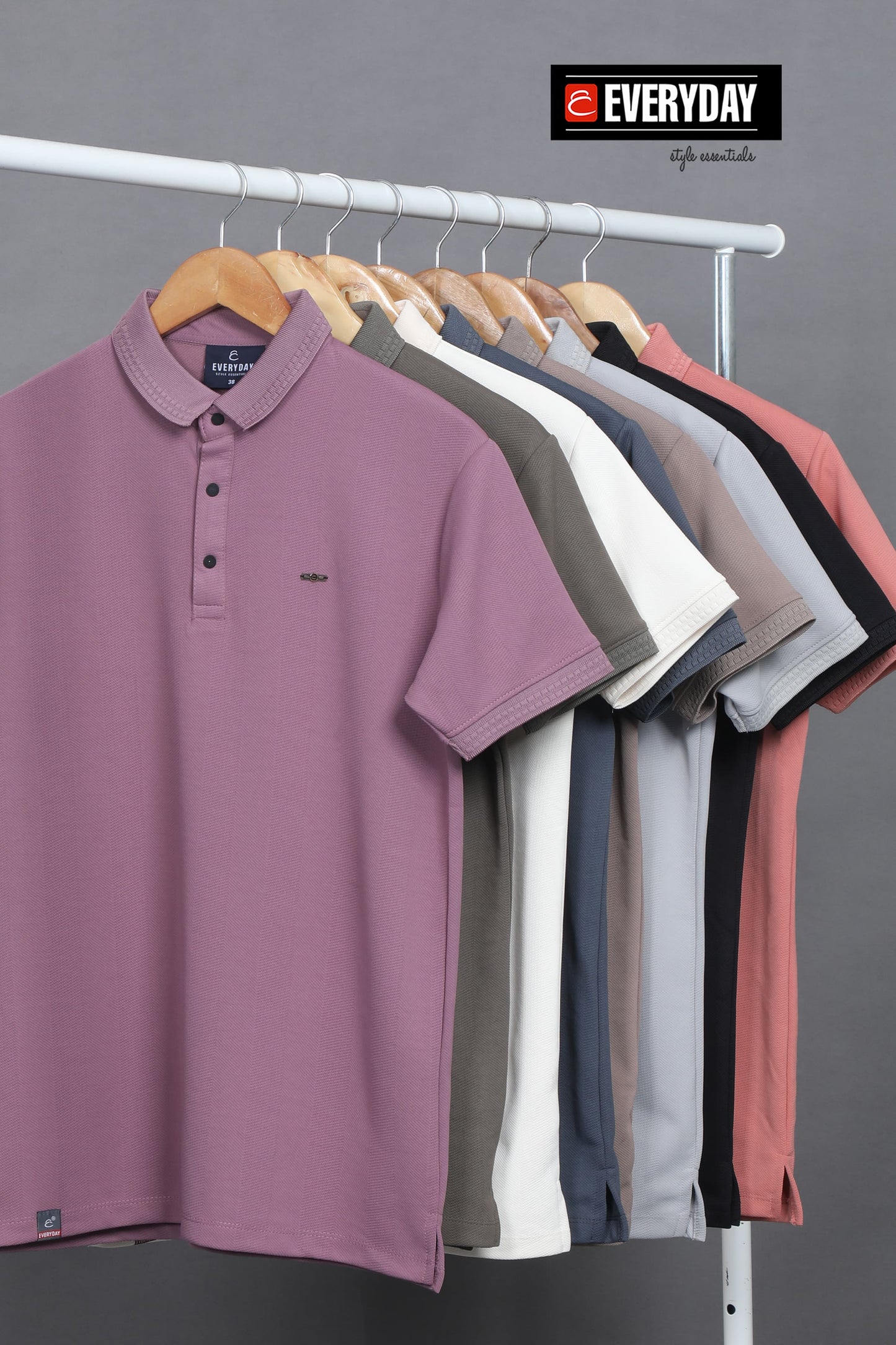 Everyday Men Athleisure Ultra Soft Blue Polo T-Shirt - Short Sleeve, Textured