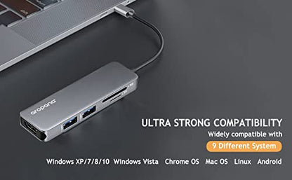 USB C Hub HDMI Adapter for MacBook Pro 2019/2018/2017, Aropana 5 in 1 Dongle USB-C to HDMI, Sd/TF Card Reader and 2 Ports USB 3.0 (Space Gray)