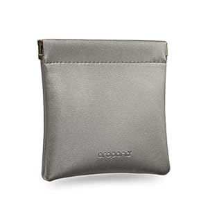 Aropana Self closing Leather Purse Portable Earphone AirPods Pouch Mini storage Jewellery Bag Coin Card Holder for Men & Women (11.5CM × 11CM) Glitter Grey