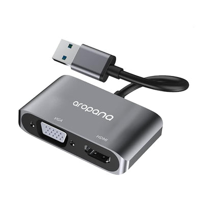 AROPANA USB 3.0 to HDMI VGA Converter, USB to HDMI VGA Sync Output, 4K HD 1080P Multi-Display 2-in-1 USB to HDMI Converter Support Windows 7/8/10 [only for Windows]