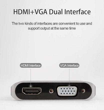 AROPANA USB 3.0 to HDMI VGA Converter, USB to HDMI VGA Sync Output, 4K HD 1080P Multi-Display 2-in-1 USB to HDMI Converter Support Windows 7/8/10 [only for Windows]