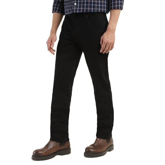 Denim Men Black Cotton Regular Fit Casual Jeans