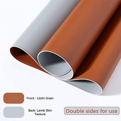 Aropana Vegan Leather Desk Mat, Mouse Pad Large, Computer Table Mat, Reversible Extended Laptop Pad for Desk, Dual Side Waterproof Edge-Stitched (27.6x13.8 inch, Brown/Grey)