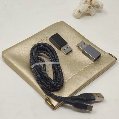 Aropana Self closing Leather Purse Portable Earphone AirPods Pouch Mini storage Jewellery Bag Coin Card Holder for Men & Women (11.5CM × 11CM) Glitter Gold