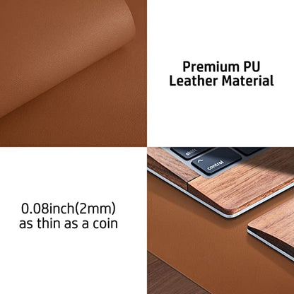 Aropana Vegan Leather Desk Mat, Mouse Pad Large, Computer Table Mat, Reversible Extended Laptop Pad for Desk, Dual Side Waterproof Edge-Stitched (27.6x13.8 inch, Brown/Grey)