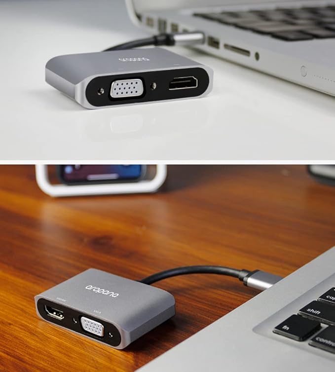 AROPANA USB 3.0 to HDMI VGA Converter, USB to HDMI VGA Sync Output, 4K HD 1080P Multi-Display 2-in-1 USB to HDMI Converter Support Windows 7/8/10 [only for Windows]
