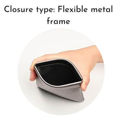 Aropana Self closing Leather Purse Portable Earphone AirPods Pouch Mini storage Jewellery Bag Coin Card Holder for Men & Women (11.5CM × 11CM) Glitter Grey