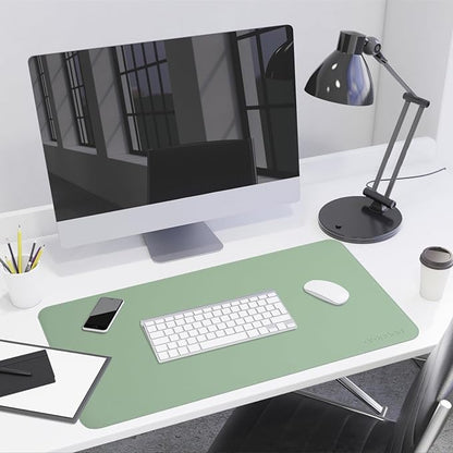 Aropana Anti-Slip Extended Mouse Pad, PU Vegan Leather Desk Mat, Computer Desk Table Protector Pad with Non-Slip Suede Base for Keyboard, Desktop, Laptop, Office, 36" x17" Inch, Turquoise