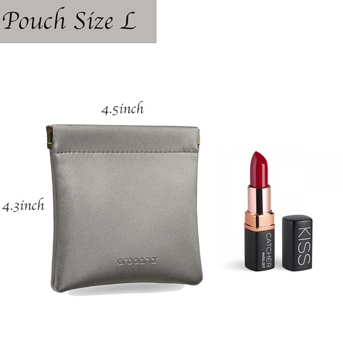 Aropana Self closing Leather Purse Portable Earphone AirPods Pouch Mini storage Jewellery Bag Coin Card Holder for Men & Women (11.5CM × 11CM) Glitter Grey