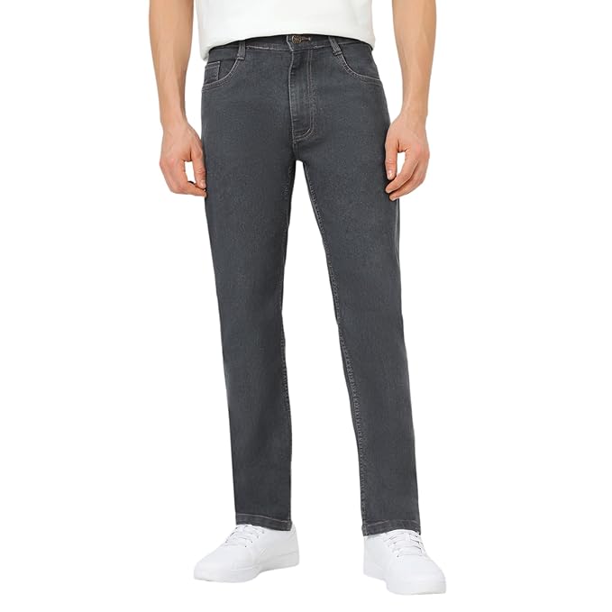 Denim Men Gray Cotton Regular Fit Casual Jeans