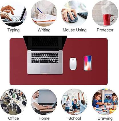 Aropana Vegan Leather Desk Pad, Extended Mouse Pad, Office Desk Mat, Reversible Desk Protector, Dual Side Waterproof Edge-Stitched Upgraded Version (36"x17"inch, Black/Red)