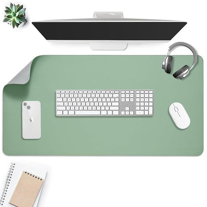 Aropana Anti-Slip Extended Mouse Pad, PU Vegan Leather Desk Mat, Computer Desk Table Protector Pad with Non-Slip Suede Base for Keyboard, Desktop, Laptop, Office, 36" x17" Inch, Turquoise