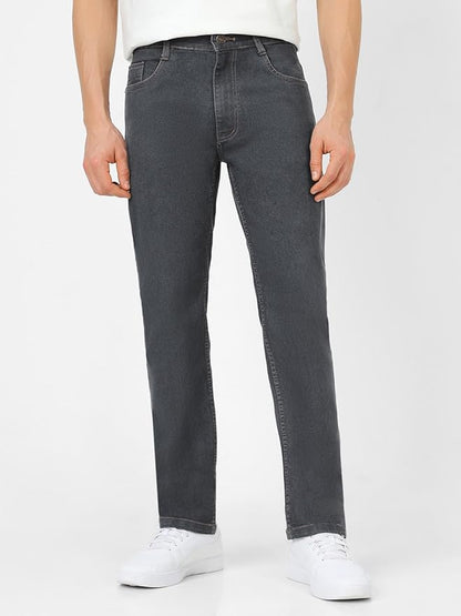 Denim Men Gray Cotton Regular Fit Casual Jeans