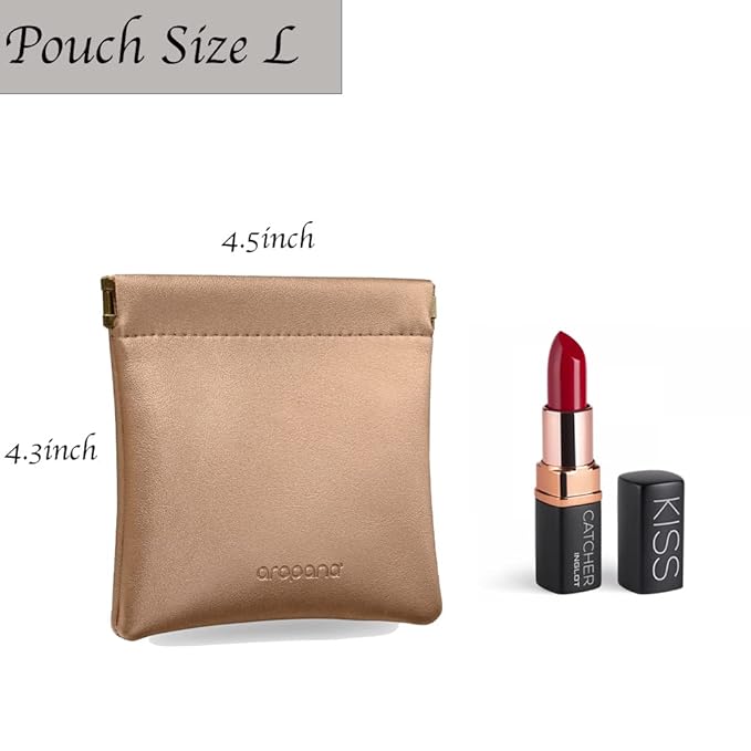 Aropana Self closing Leather Purse Portable Earphone AirPods Pouch Mini storage Jewellery Bag Coin Card Holder for Men & Women (11.5CM × 11CM) Glitter Copper